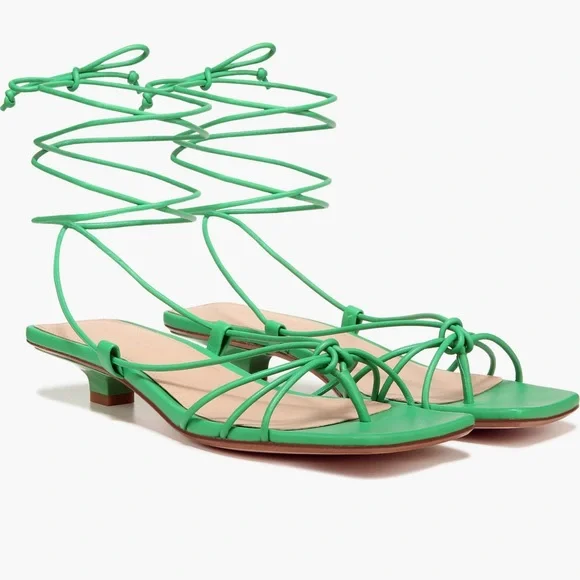 Veronica Beard Foley Ankle Tie Sandal Jungle Green - Picture 1 of 14